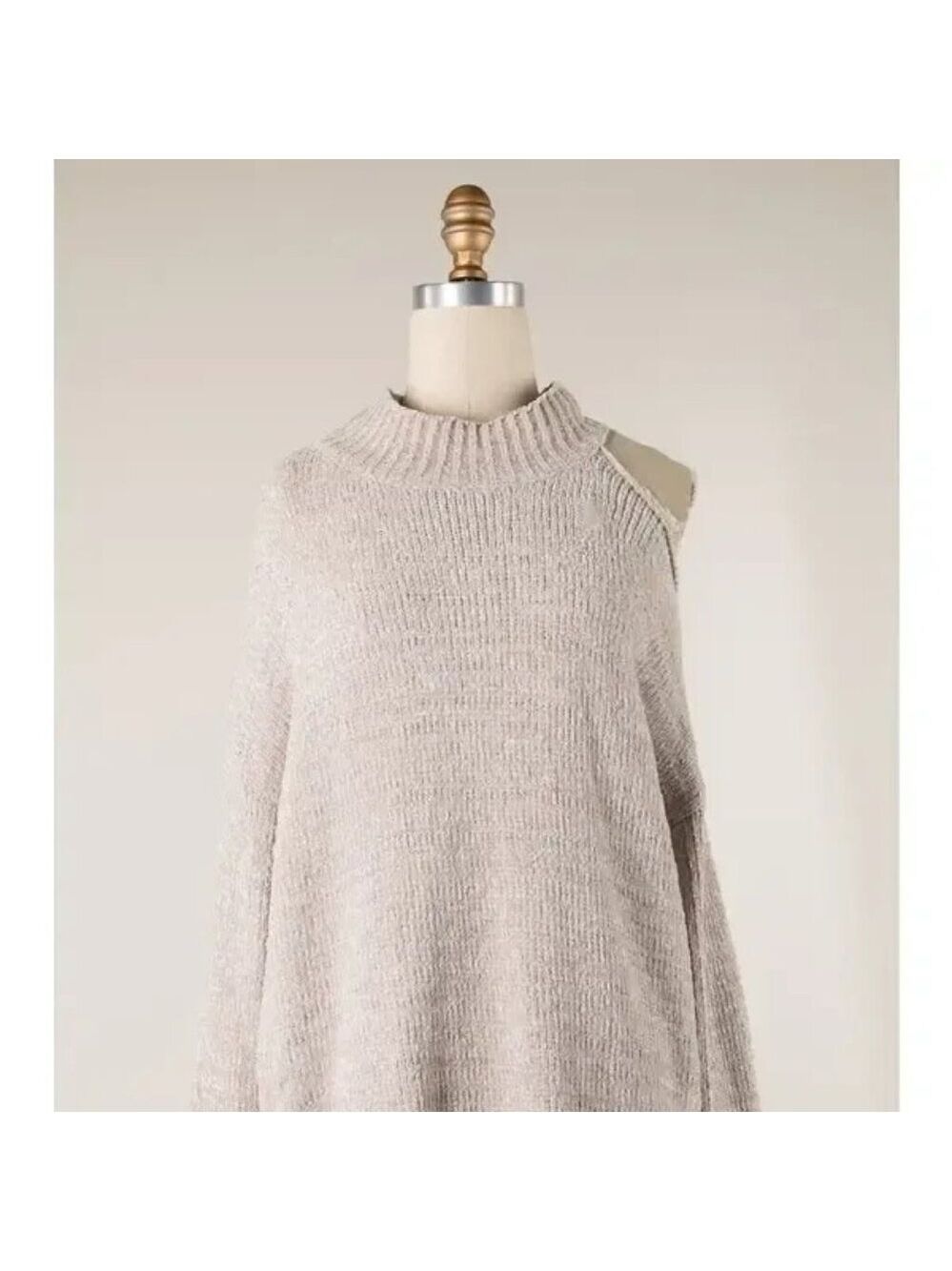 Mock Neck Open Shoulder Sweater - Picture 5 of 8